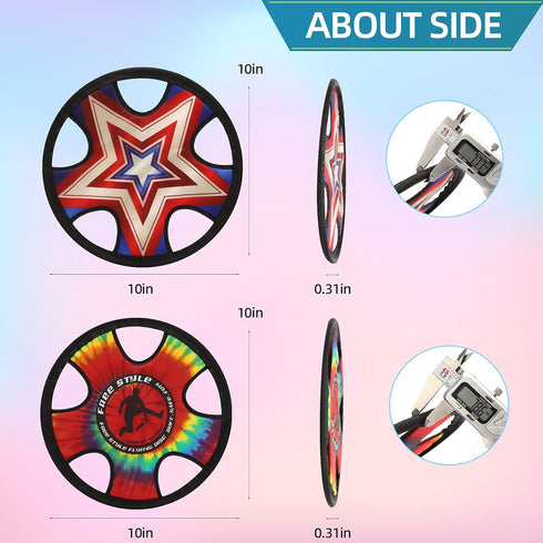 Outdoor Two Soft Frisbee Throwing Disc, Flying Disc for Man and Woman in Yard, Beach, Lawn, Camping, Pool (Neon Lamp +