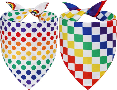 Agroon 2PCS, 4 Pride Dog Bandanas Small Pattern Colorful Scarf for Boy and Girl, Triangle Reversible Bibs Breed