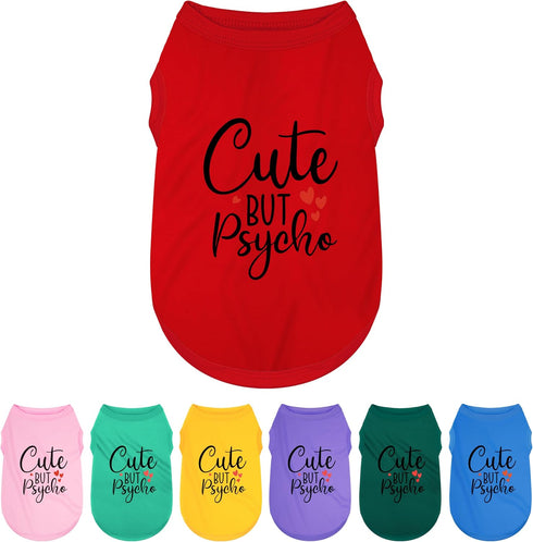 Expressive Polyester Dog Shirt Vest - Soft Lightweight Puppy Shirt with 'Cute but Psycho' Slogan for Small and Medium