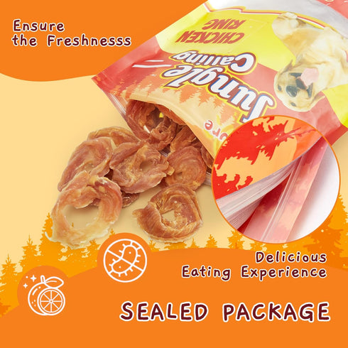 10.6 oz Jungle Calling Chicken Rings Dog Treats, Slow Roasted Chicken Jerky, Rawhide Free Dog Chews, High Protein