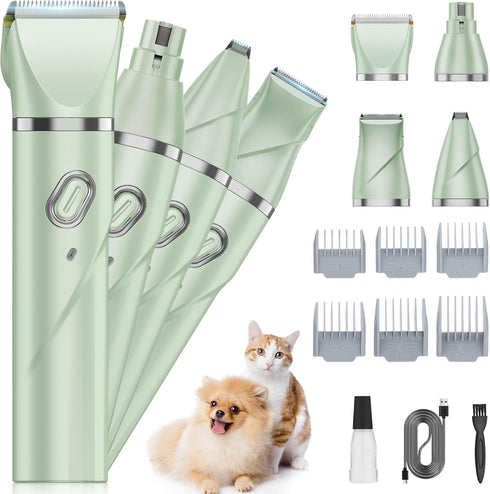 QREEYX Upgrade Dog Grooming Kit, Cordless Dog Paw Trimmer, 4 in 1