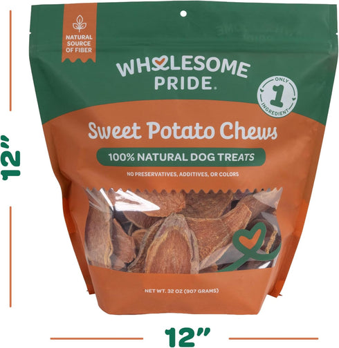 32 oz Wholesome Pride Sweet Potato Chews All-Natural Single Ingredient Dog Treats