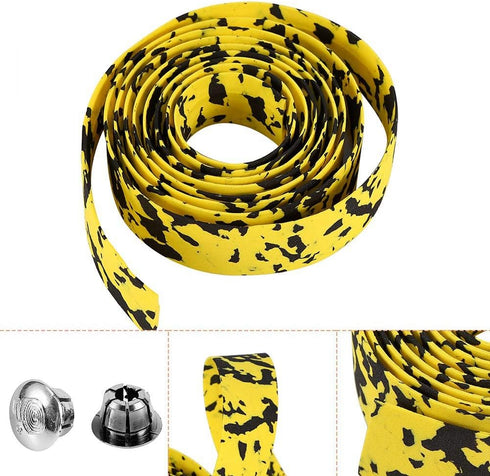 Handlebar Tape - 2Pcs Fade Resistance Bike Reflective Grip Wrap Tape with 2 Bar Plugs