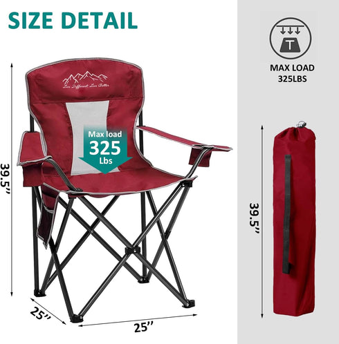 400lbs Outdoor Folding Camping Chair with Cup Holder, Storage Bag, Large Anti-Sink Feet, Capacity, Breathable Mesh