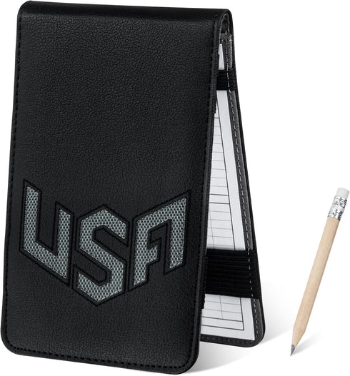 Golf Scorecard Holder & Yardage Book Cover, Premium Black Leather Golf Accessories
