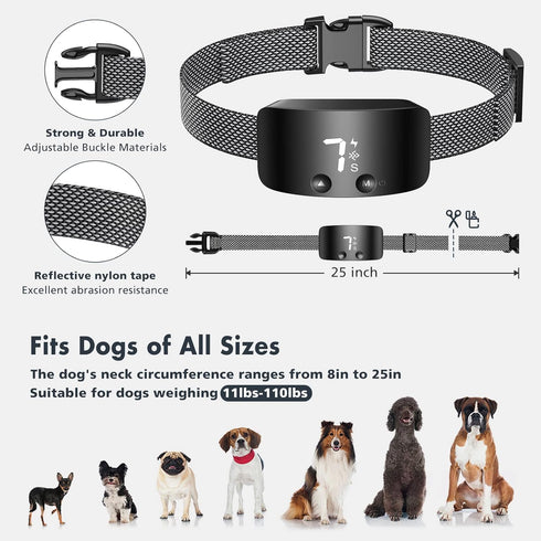 NBJU Bark Collar for Dogs, Rechargeable Anti Barking Training Collar with 7 Adjustable Sensitivity for Small Medium