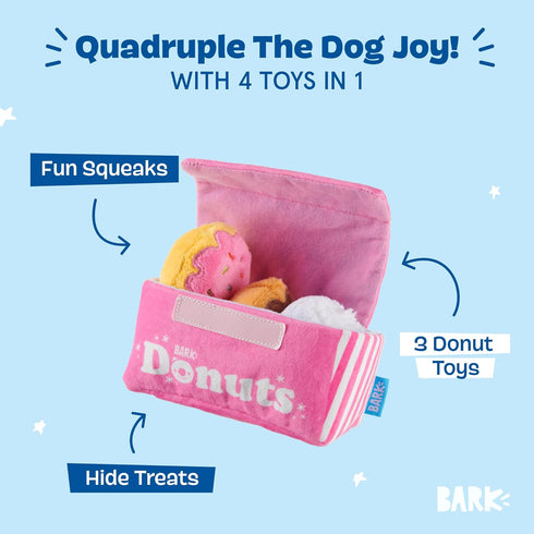 Dozen 4 1 Barkbox Dog Toys Barkers Donuts Plush in Multi Part Interactive Dog Toy for Dogs & Puppies Small