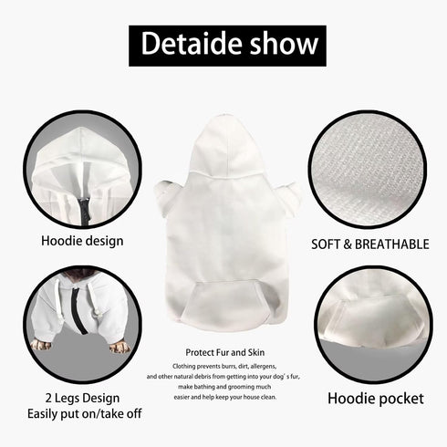 Dog Halloween Costume, Black & White Splash Bat Hoodie Sweatshirt with Hat for Small Medium Large Dogs Cats, L