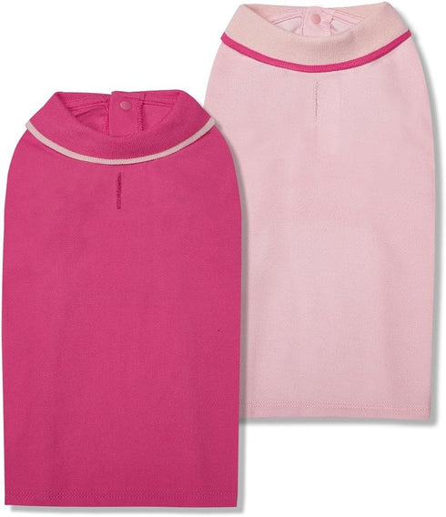 Blueberry Pet Back to School 2-Pack Dog Polo Shirts, Cotton Outfit for Small Pets, Amaranth Red + Pink