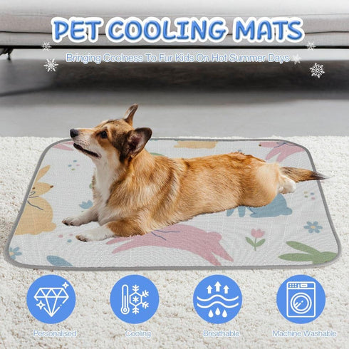 imiBBWQu Summer 27" 22" Cooling Pad Easter Bunny Dog Cooling Pad Washable Pet Ice Mat Dog Bed Mat Tear Proof Bed