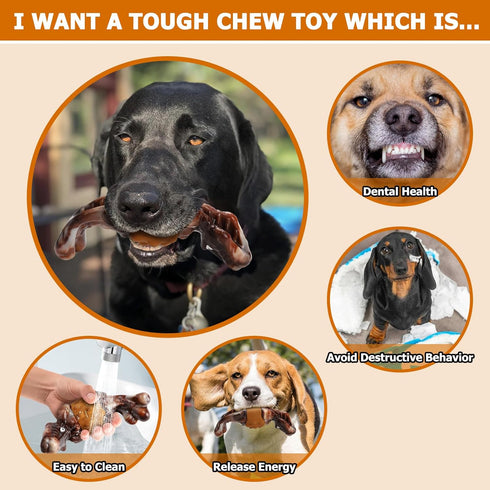 Dog Chew Toys for Aggressive Chewers, Indestructible Interactive Toys for Large/Medium Breeds, Bacon Flavor