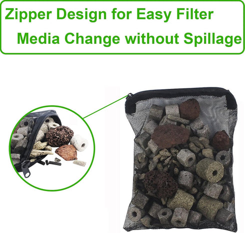 10 Pieces Extra Large Filter Media Bags, Reusable Fish Tank Media Mesh Filters for Activated Carbon, Ceramic Rings