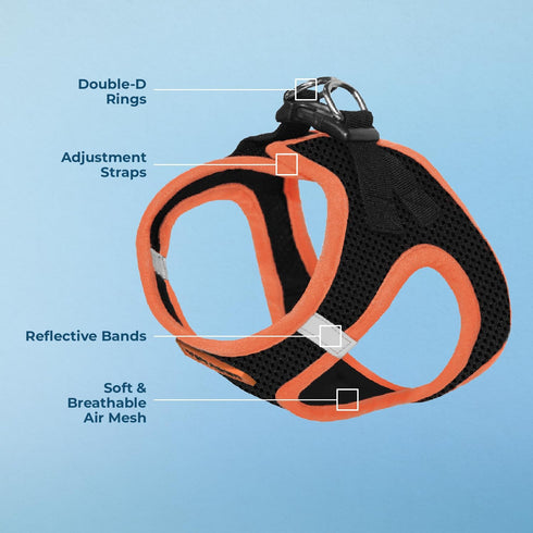 Best Pet Supplies No Pull Harness, Reflective, All Weather Mesh for Small, Medium Dogs, Cats - XS, Orange Trim