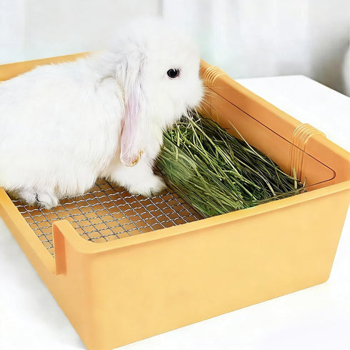 Dmnnlp 20Pcs (15.4x11.2x4.8 inch) Stainless Steel Gird Rabbit Litter Box, Bunny Litter Pan with Hay Feeder & Disposable