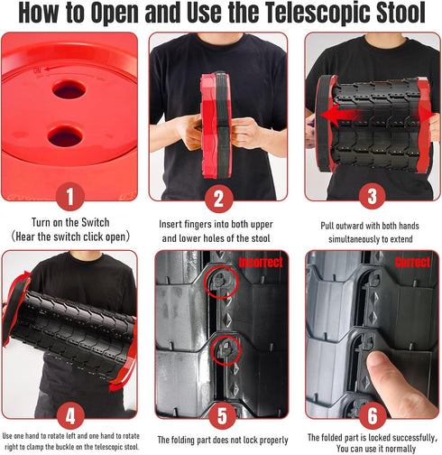 1pack) Doseno Upgraded Foldable Stool Thickened, Portable Collapsible Stool Retractable Stool for Fishing, Hiking