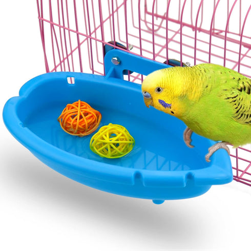 Bird Bath for Cage - Small Tub Bowl for Parrot/Parakeets/Cockatiels/Canary/Budgerigar Shower (Blue)