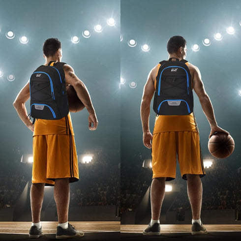WOLT Basketball Backpack Large Sports Bag with Separate Ball Holder & Shoes Compartment for Gym, Travel, Soccer,