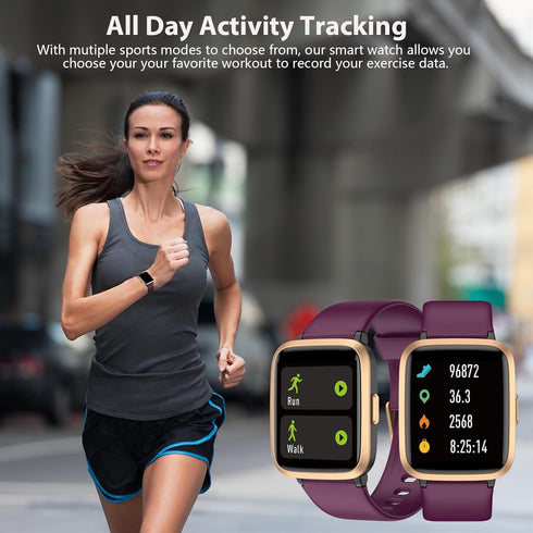 Fitness Tracker Watch with Blood Oxygen, Blood Pressure & Heart Rate Monitor, 50 Meters Waterproof Smart Watch for