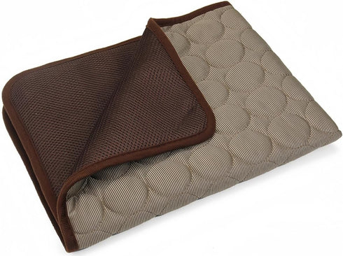 Dog Cooling Mat Washable, Portable Summer Cooling Pad, Ice Silk Self-Cooling Mat for Dog, 21x27in (Coffee)