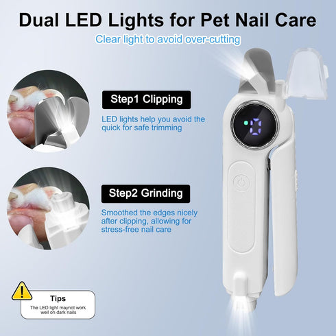 2-in-1 Trimmer 3 Dog Nail Clippers and Grinder, Electric Dog Nail for Large Medium Small Dogs & Cats with Speeds, USB