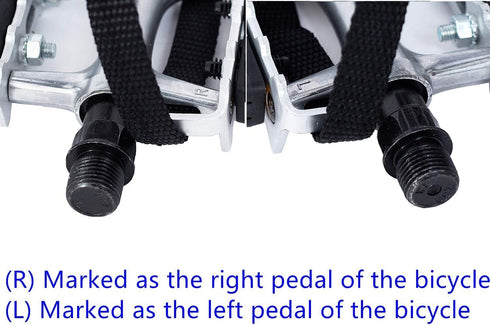 YBEKI Bike Pedals with Clips and Straps, 9/16-Inch Spindle Resin/Alloy for Exercise and Outdoor Bicycles