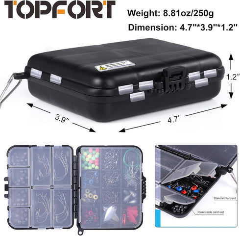 TOPFORT 187/343pcs Fishing Accessories Kit, Including Jig Hooks, Bullet Bass Casting Sinker Weights, Fishing Swivels Snaps, Sinker Slides, Fishing Set with Tackle Box by TOPFORT