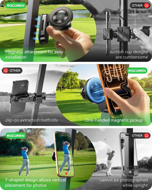 Rocoren 17-12, Magnetic Golf Cart Phone Holder, Phone Mount Compatible with MagSafe iPhone Golf Cart Accessories