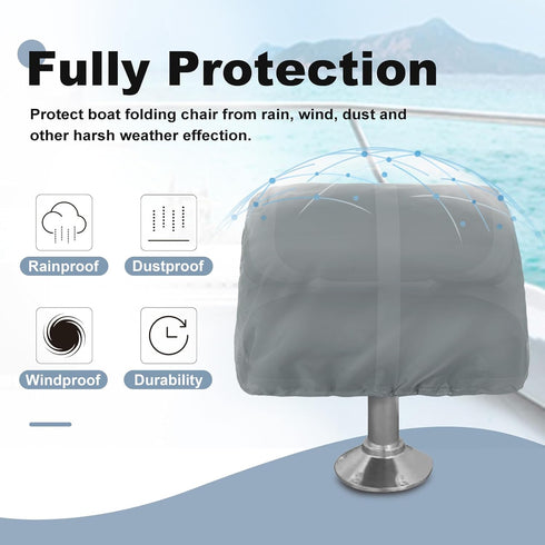 600D 18W 20D 14H inch, Explore Land Boat Folding Seat Cover - Waterproof Heavy Duty Boat Folding Chair Cover - x x Grey