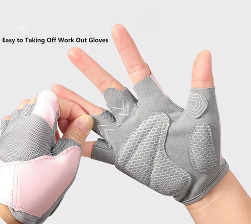 XuoAz Fingerless Workout Gloves - Anti-Slip Gym Gloves for Men and Women