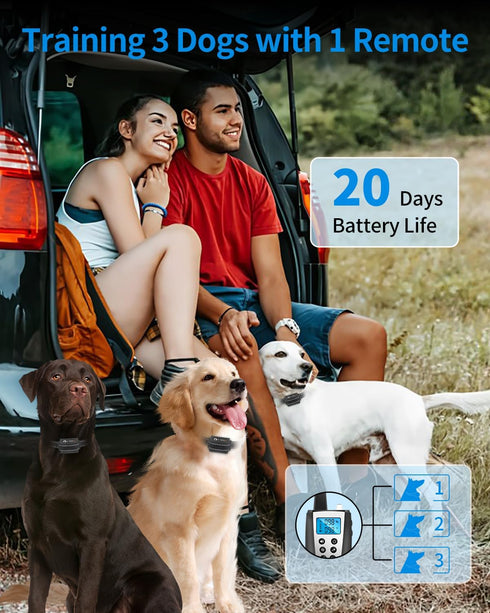 PaiPaitek 2 in 1 Dog Bark and Training Collar, Smart Shock Collar for Large Dogs with Remote 3300ft Range