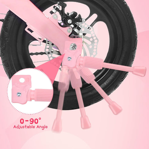 Pink Kids Bike Kickstand for 12 14 16 18 20 Inch Wheels, Rear Side Kickstand for Bicycles