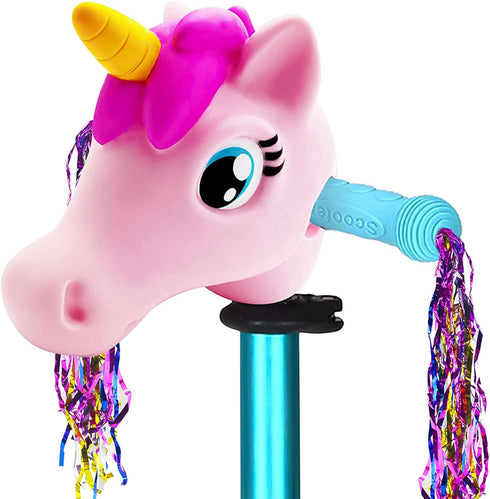 Kids Scooter Accessories for T-Bar Handle Scooter/Bike - Unicorn Dinosaur Head Decoration with Streamers