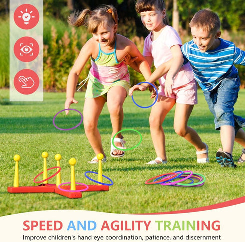 OBTANIM 12 Pcs Plastic Ring Toss Game for Kids, Outdoor Toss Rings, Random Colors