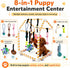 TAdgnba 8 Puppy Play Gym for Small Dogs, Dog Jungle Gym with Hanging Toys & Bungee Straps PVC Frame Indoor Jungle