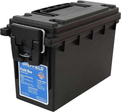 Sheffield 12629 Black Ammo Storage Can, Water Resistant Field Box for Pistol, Rifle, Shotgun, Stackable, Lockable