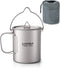 Lixada Ultralight Titanium Water Mug Cup with Lid and Foldable Handle, 750ml Pot for Outdoor Camping Cooking