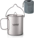 Lixada Ultralight Titanium Water Mug Cup with Lid and Foldable Handle, 750ml Pot for Outdoor Camping Cooking