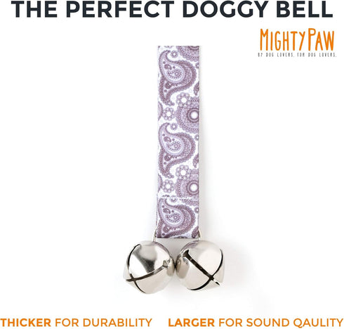Mighty Paw Designer Dog Doorbells - Tinkle Bell 2.0 - Potty Training Aid Bells for Housetraining - Doggy Bell - Puppy Training Bell - Doggie Bell Potty Training (Stormy Grey - Paisley)