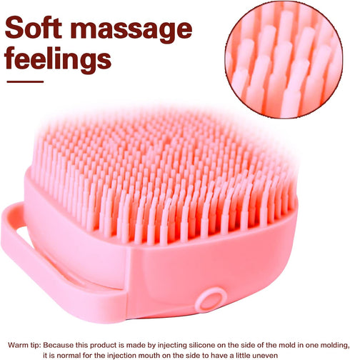 Pet Bath Brush, Soft Silicone Dog Bathing Brush with Shampoo Dispenser for Cats and Dogs (Pink)