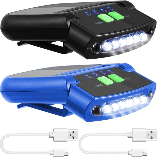 Mudder LED Clip on Cap Lights, USB Rechargeable Waterproof Ultra Bright Hat Flashlight for Fishing Camping Hand Work