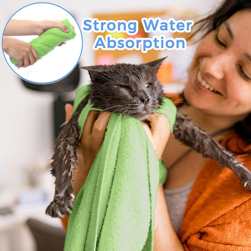 Moukeren 12 Pcs Microfiber Dog Towels Bulk, 20'' x 39'' Absorbent Soft Bath Towels for Small Medium Dogs