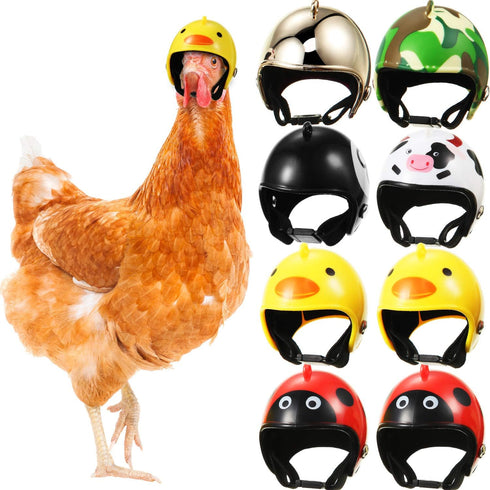 Skylety 8 Pieces Hens Helmet, Chicken Pet Safety Helmet, Funny Bird Hens Hat Headwear for Small Pets (Animal,