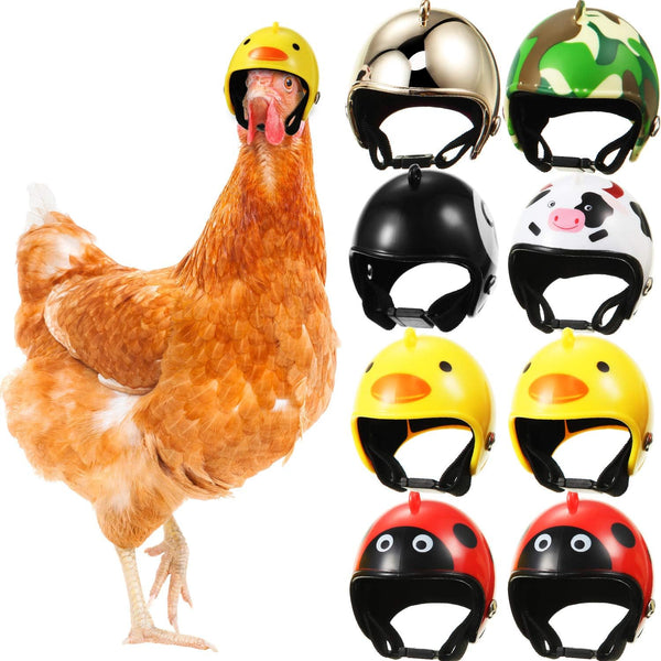 Skylety 8 Pieces Hens Helmet, Chicken Pet Safety Helmet, Funny Bird Hens Hat Headwear for Small Pets (Animal,