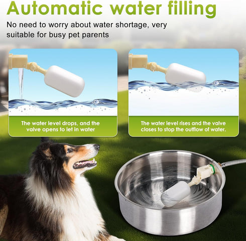 6.5L Automatic Dog Water Bowl Dispenser Large Breed Outdoor Pet Water Fountain Pet Waterer with Float Valve Heavy-Duty