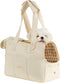 Soft-Sided Dog Carrier for Small Dogs and Cats, Collapsible Cotton Bag with Large Pockets (Beige, 13.6" L x 6.5" W x