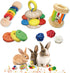 QWR 9PCS Wooden Bunny Toys,Safe Rabbit & Guinea Pigs Teeth Grinding Toy for