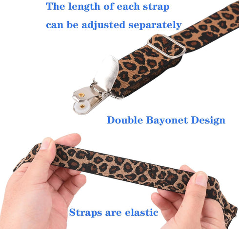 TESSVEYA Dog Diaper Suspenders for Male or Female - Leopard Print & Light Green, S