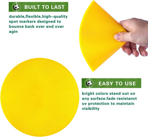 Vhxorrz 4inch/9 inch Poly Spot Markers Non-Slip Rubber Agility Markers Flat Field Cones Floor Dots for Football