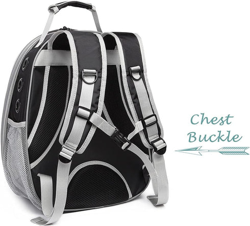 Bubble Cat Carrier Backpack - Transparent Pet Carrier for Small Puppy and Bunny (Backpack, Black)