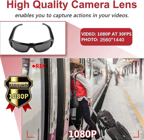 1080P Dpofirs Camera Sunglasses, Anti Shake Wide Angle Lens Sports Action Camera Glasses, for First Person Perspective